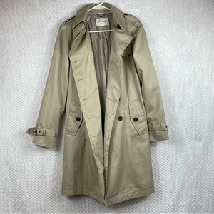 🔥Vintage Banana Republic Classic Trench Coat Double Breasted Tan Cream Women M
